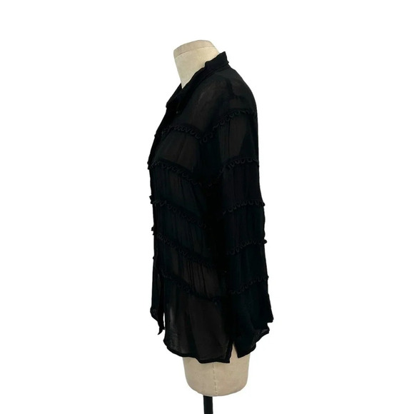 Cleobella Autumn Sheer Blouse Black Button‎ Down Size Small - Picture 5 of 10